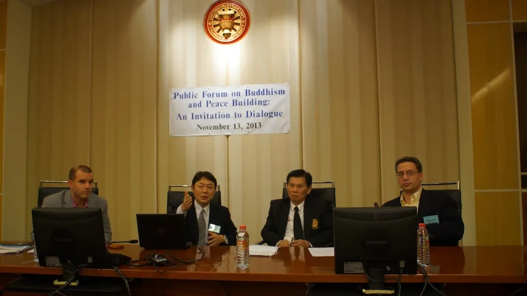 Michael Jerryson at a public forum on Buddhism